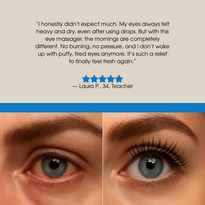 Opvarmet øjenmassageapparat – 5 tilstande til lindring af øjenbelastning, mørke rande og bedre søvn